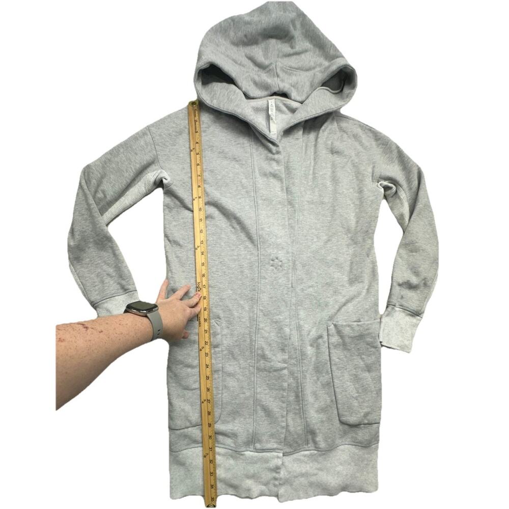 Lululemon Karmacollected Wrap Womens 6 Heather Gray Longline Hooded Sweatshirt - Picture 7 of 13